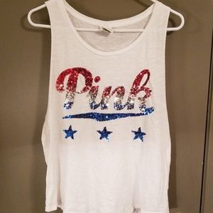 VS PINK red white & blue sequin tank